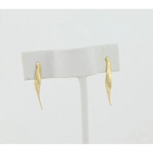 14k Yellow Gold Textured Wave Earrings Stud Dangle Drop